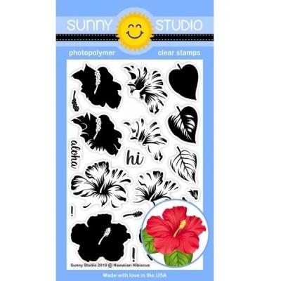 Sunny Studio Clear Stamps Layering - Hawaiian Hibiscus
